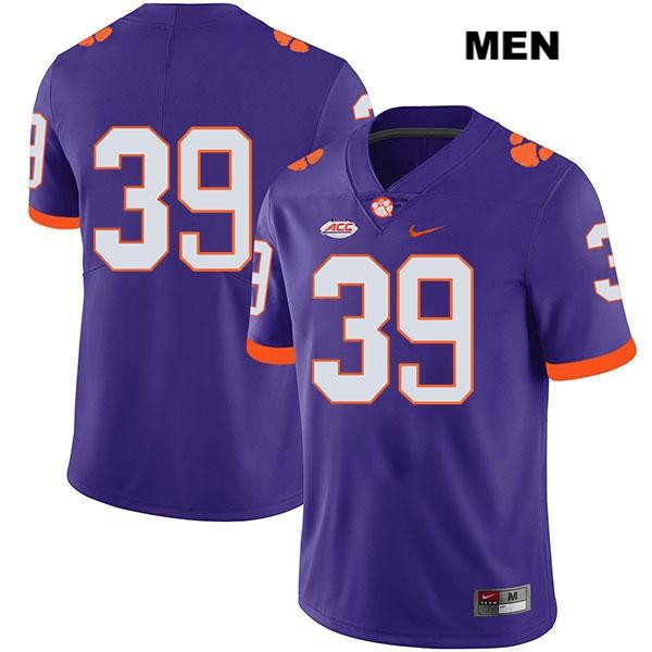 Men's Clemson Tigers #39 Aidan Swanson Stitched Purple Legend Authentic Nike No Name NCAA College Football Jersey UDX4546HM